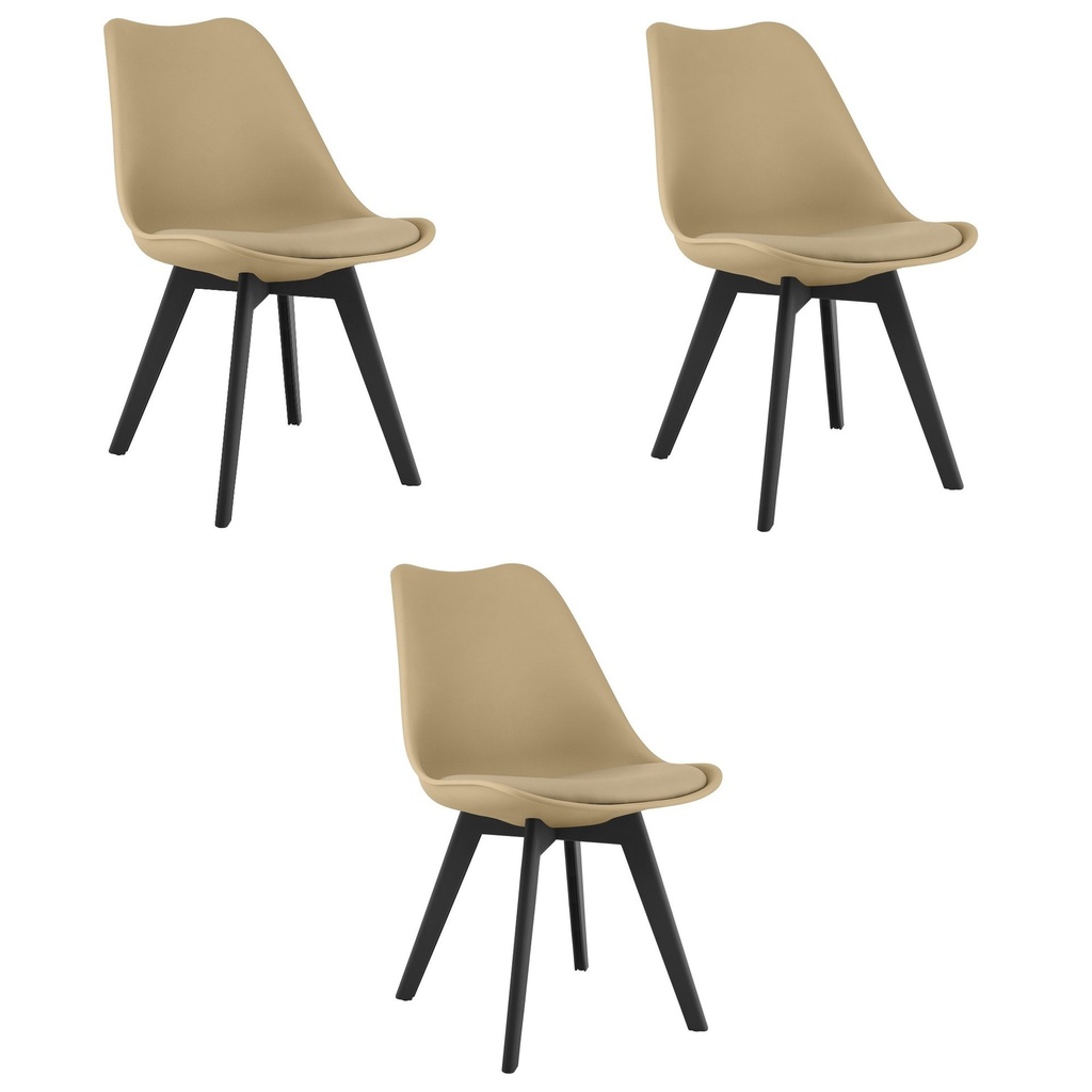 MARK Stuhl – dunkelbeige / schwarze Beine x 3
