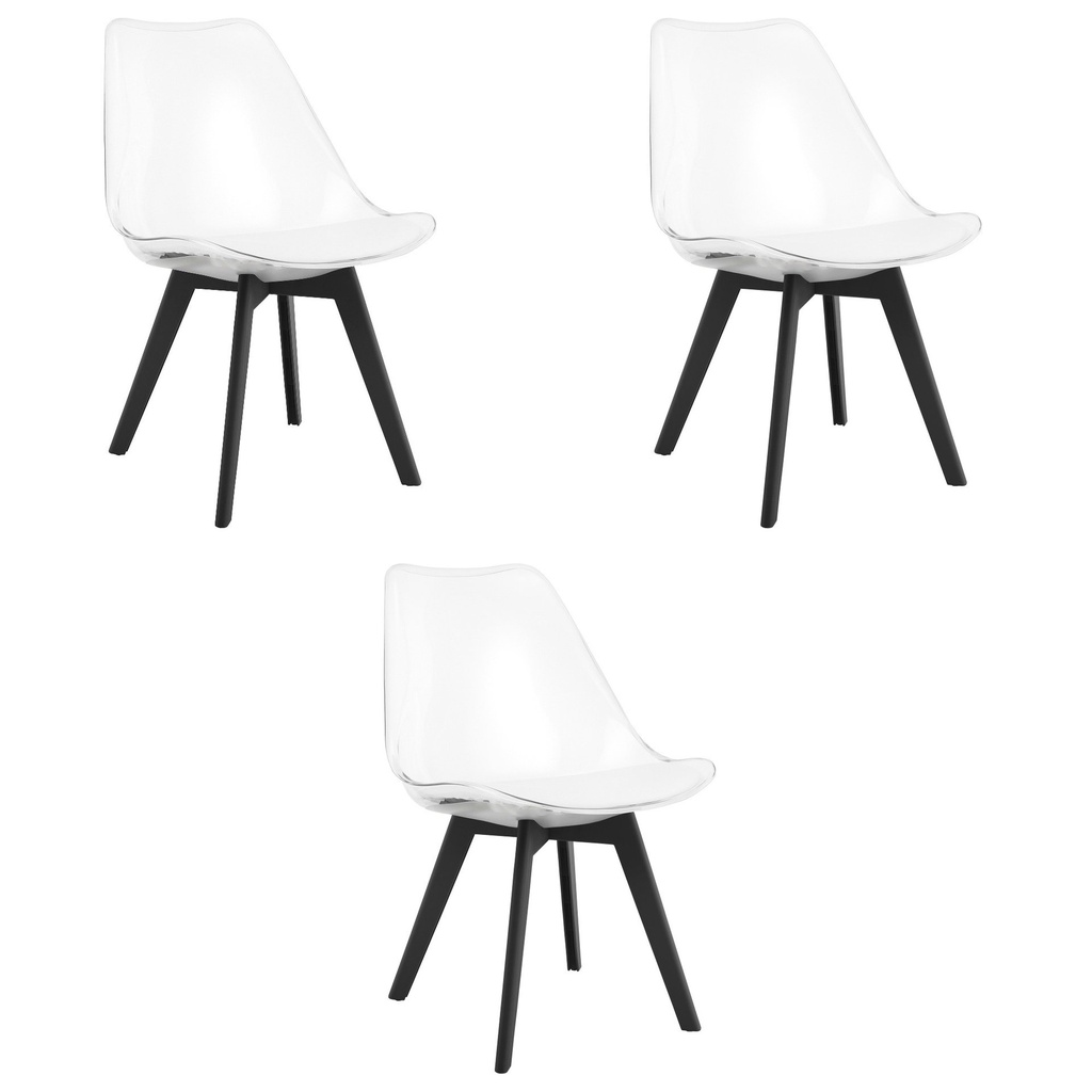 MARK Stuhl – transparent / schwarze Beine x 3