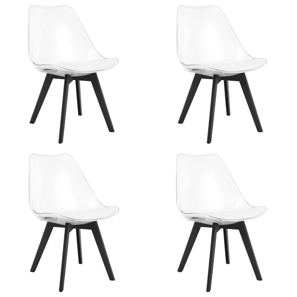 MARK Stuhl – transparent / schwarze Beine x 4