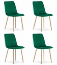 LAVA Stuhl – dunkelgrüner Samt / holzfarbene Beine x 4