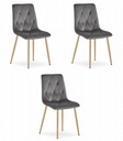 LIBRA Stuhl – dunkelgrauer Samt / holzfarbene Beine x 3