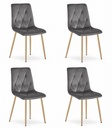LIBRA Stuhl – dunkelgrauer Samt / holzfarbene Beine x 4