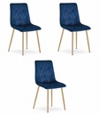 LIBRA Stuhl – marineblauer Samt / holzfarbene Beine x 3