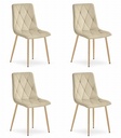 LIBRA Stuhl – hellbeiger Samt / holzfarbene Beine x 4