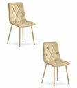 LIBRA Stuhl – beiger Samt / holzfarbene Beine x 2
