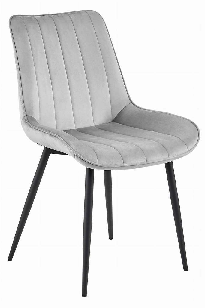 SOSA Stuhl – silbergrauer Samt / schwarze Beine x 1
