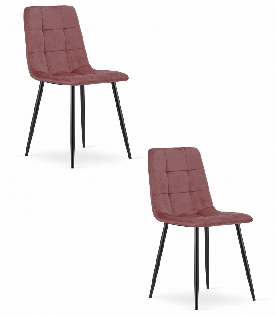 KARA Stuhl – rosa Samt / schwarze Beine x 2