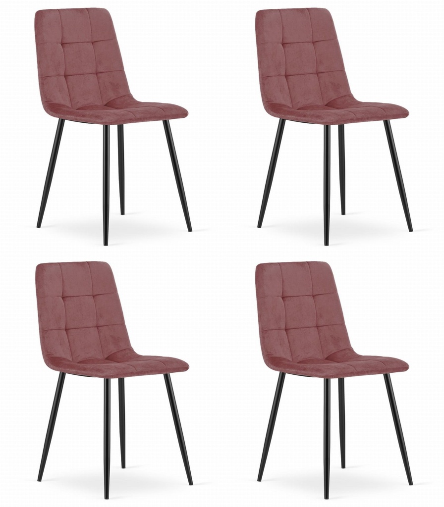 KARA Stuhl – rosa Samt / schwarze Beine x 4