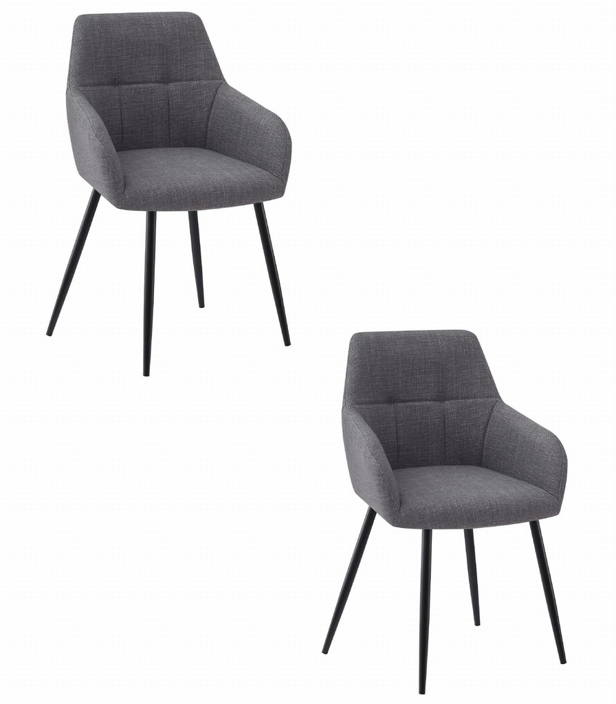 BENI Stuhl – dunkelgrauer Stoff / schwarze Beine x 2