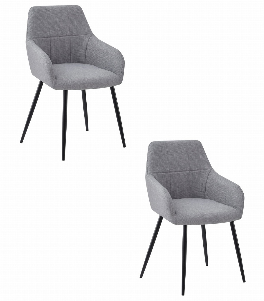 BENI Stuhl – hellgrauer Stoff / schwarze Beine x 2