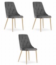 IMOLA Stuhl – dunkelgrauer Samt / holzfarbene Beine x 3