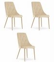 IMOLA Stuhl – hellbeiger Samt / holzfarbene Beine x 3