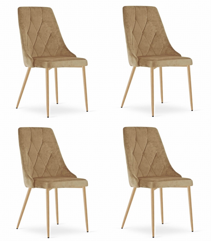 IMOLA Stuhl – brauner Samt / holzfarbene Beine x 4