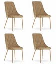 IMOLA Stuhl – brauner Samt / holzfarbene Beine x 4