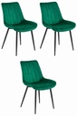 SOSA Stuhl – dunkelgrüner Samt / schwarze Beine x 3