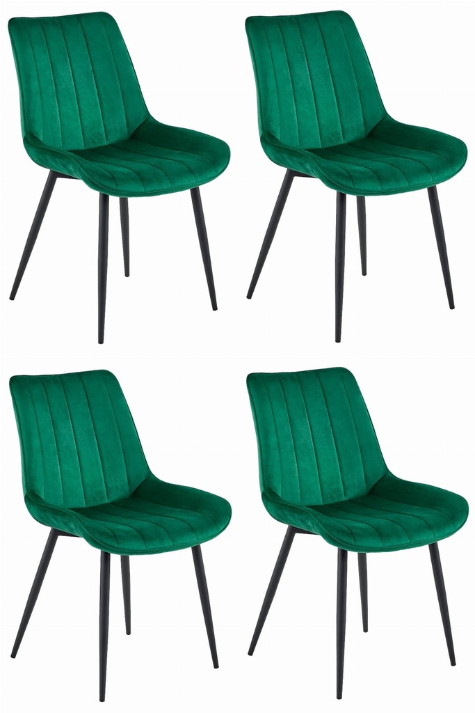 SOSA Stuhl – dunkelgrüner Samt / schwarze Beine x 4