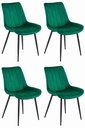 SOSA Stuhl – dunkelgrüner Samt / schwarze Beine x 4