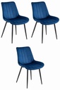 SOSA Stuhl – marineblauer Samt / schwarze Beine x 3
