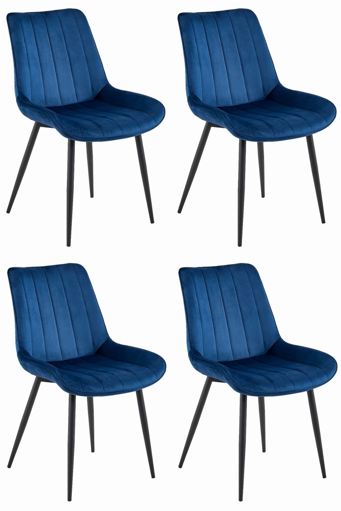 SOSA Stuhl – marineblauer Samt / schwarze Beine x 4