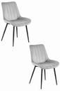 SOSA Stuhl – silbergrauer Samt / schwarze Beine x 2