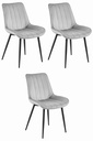 SOSA Stuhl – silbergrauer Samt / schwarze Beine x 3