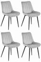 SOSA Stuhl – silbergrauer Samt / schwarze Beine x 4