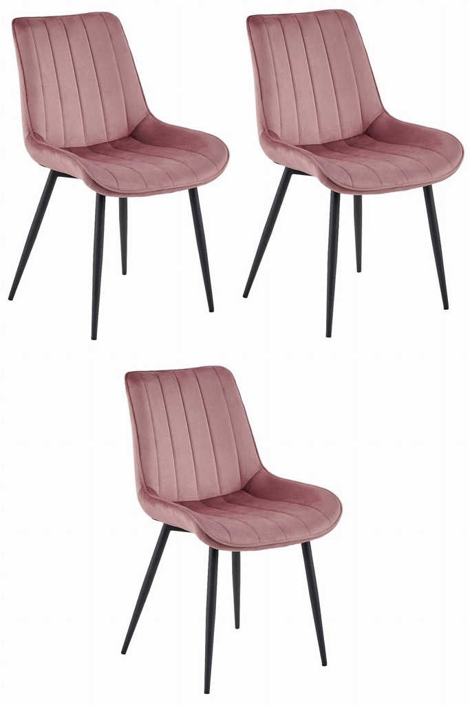 SOSA Stuhl – dunkelrosa Samt / schwarze Beine x 3