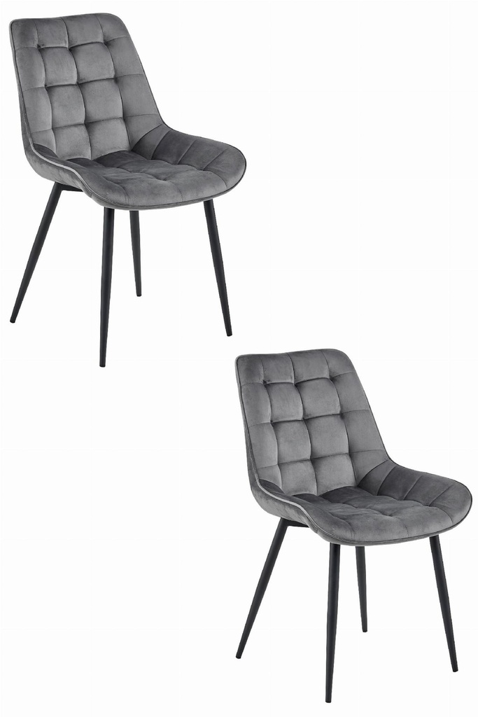 BERA Stuhl – dunkelgrauer Samt / schwarze Beine x 2