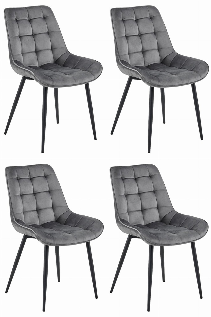 BERA Stuhl – dunkelgrauer Samt / schwarze Beine x 4