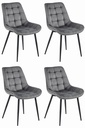 BERA Stuhl – dunkelgrauer Samt / schwarze Beine x 4