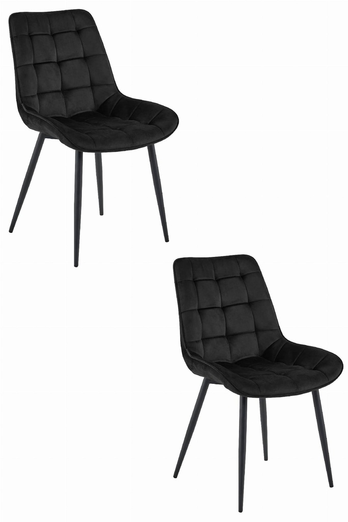BERA Stuhl – schwarzer Samt / schwarze Beine x 2