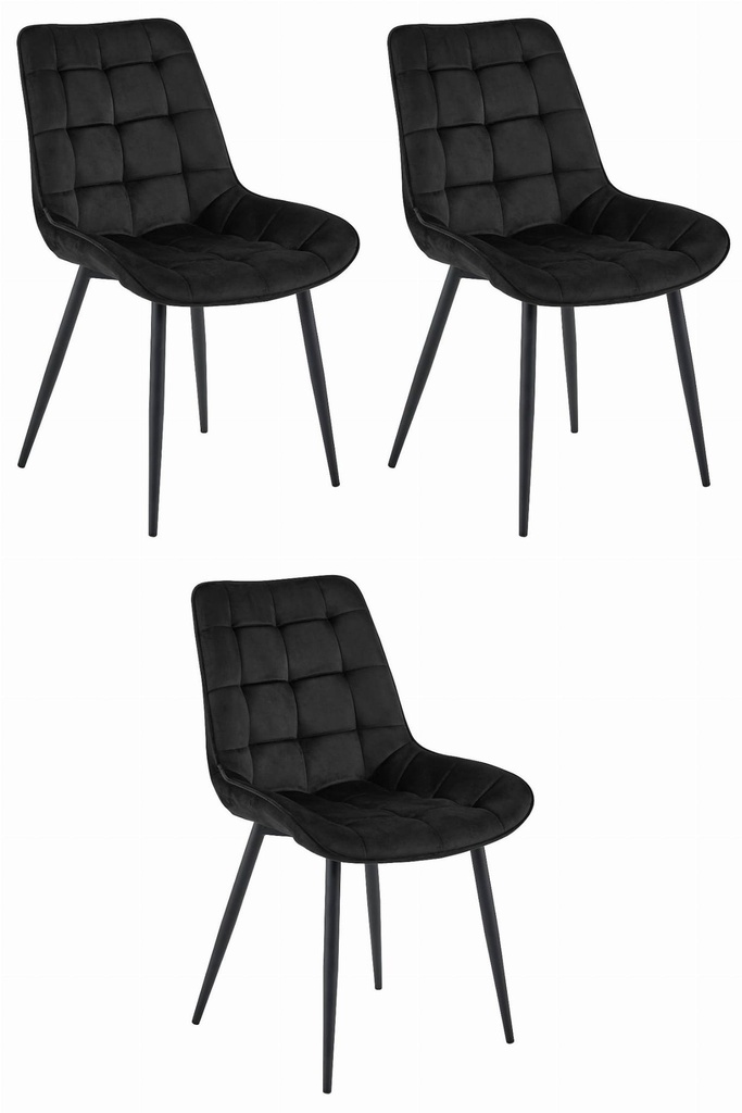 BERA Stuhl – schwarzer Samt / schwarze Beine x 3