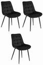 BERA Stuhl – schwarzer Samt / schwarze Beine x 3