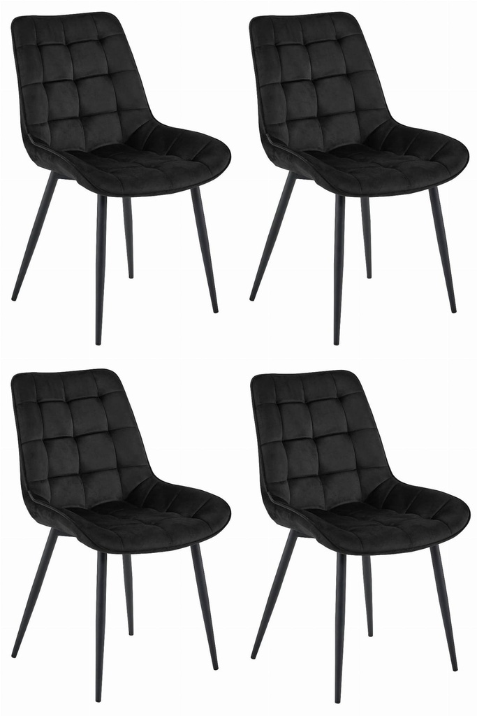 BERA Stuhl – schwarzer Samt / schwarze Beine x 4