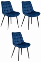 BERA Stuhl – marineblauer Samt / schwarze Beine x 3