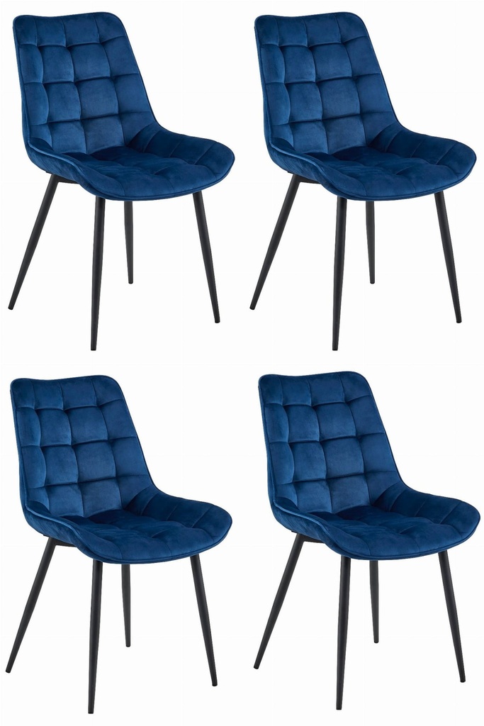 BERA Stuhl – marineblauer Samt / schwarze Beine x 4