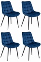 BERA Stuhl – marineblauer Samt / schwarze Beine x 4