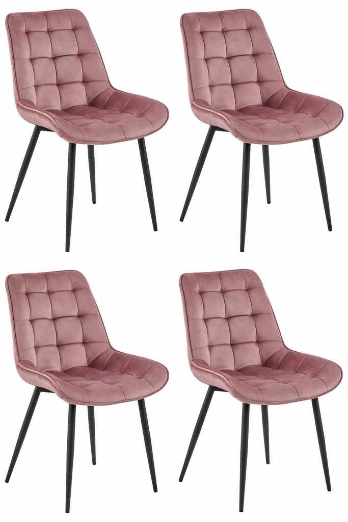 BERA Stuhl – dunkelrosa Samt / schwarze Beine x 4