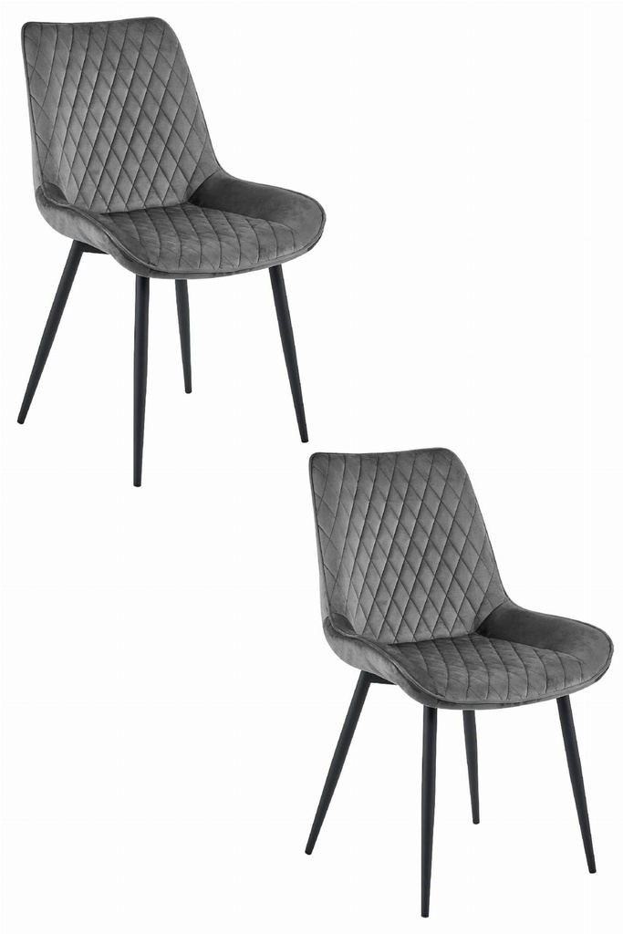 VERDO Stuhl – dunkelgrauer Samt / schwarze Beine x 2