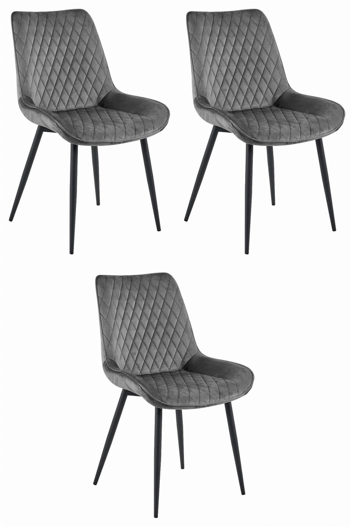 VERDO Stuhl – dunkelgrauer Samt / schwarze Beine x 3