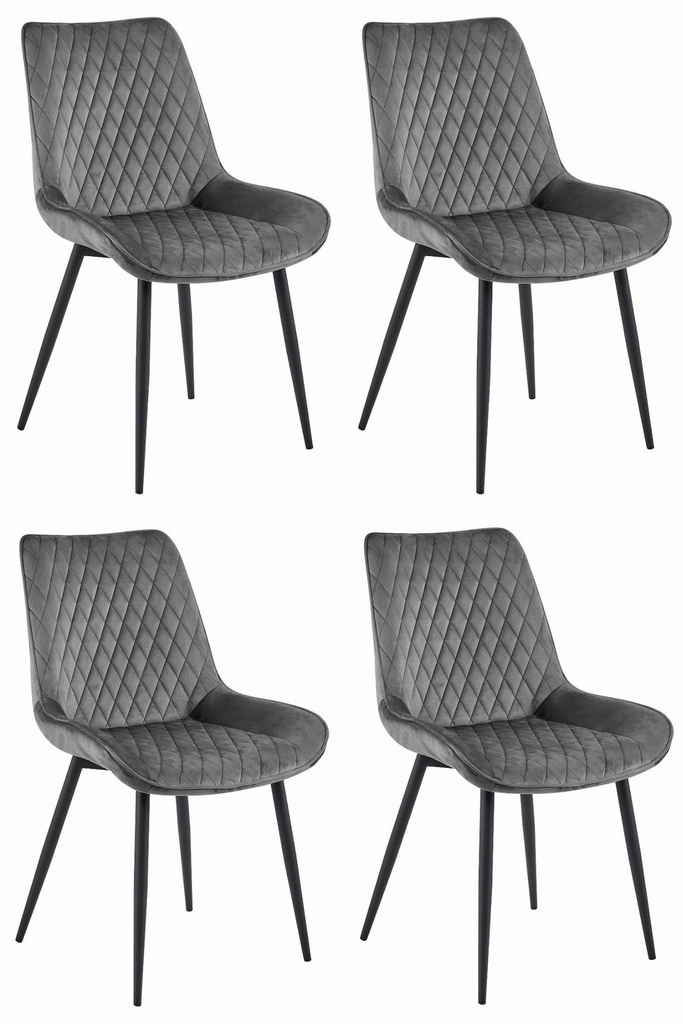 VERDO Stuhl – dunkelgrauer Samt / schwarze Beine x 4