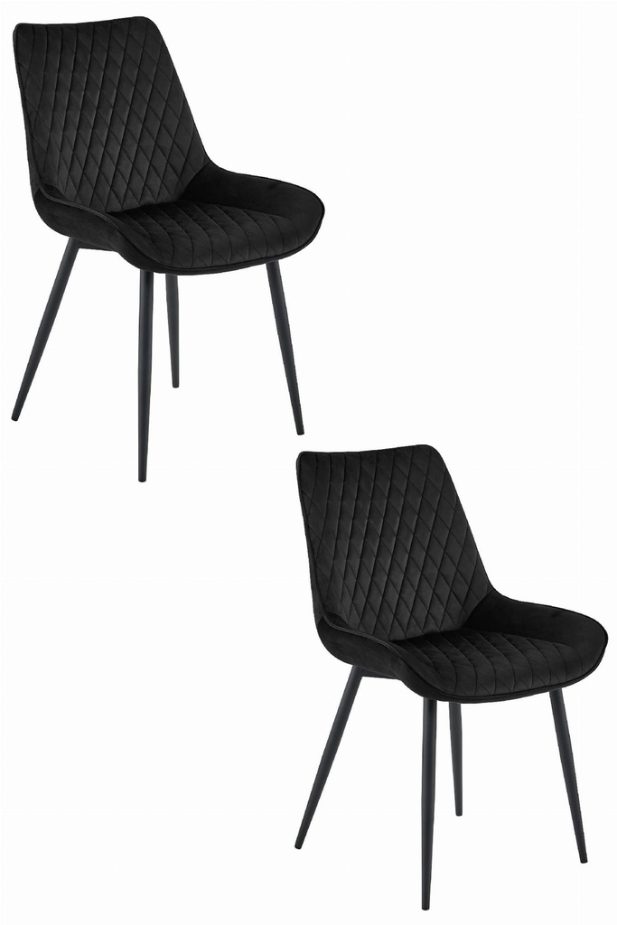 VERDO Stuhl – schwarzer Samt / schwarze Beine x 2
