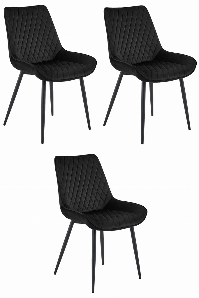VERDO Stuhl – schwarzer Samt / schwarze Beine x 3