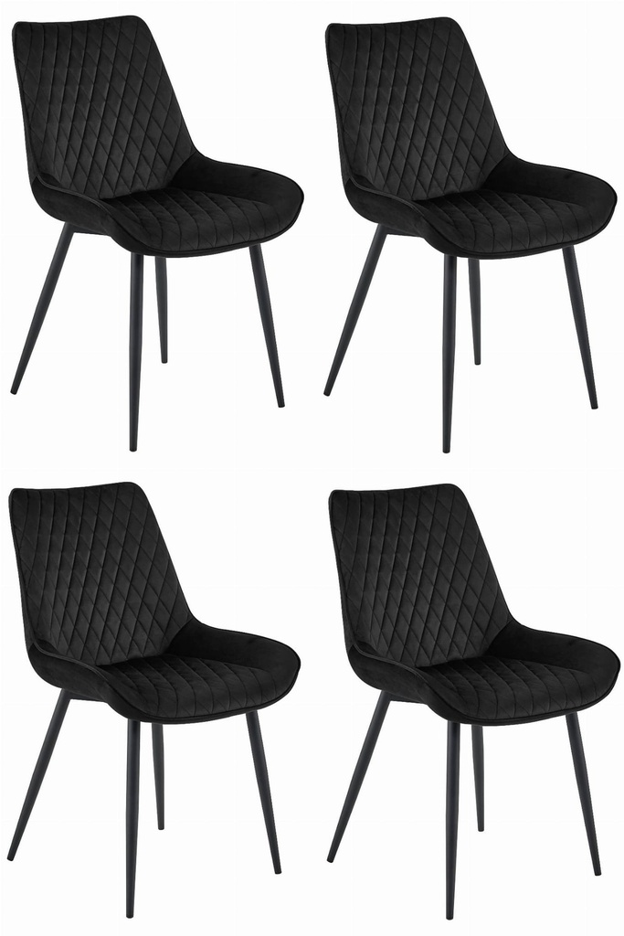 VERDO Stuhl – schwarzer Samt / schwarze Beine x 4