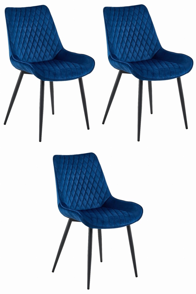VERDO Stuhl – marineblauer Samt / schwarze Beine x 3