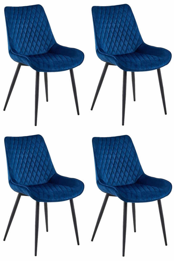 VERDO Stuhl – marineblauer Samt / schwarze Beine x 4