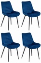 VERDO Stuhl – marineblauer Samt / schwarze Beine x 4