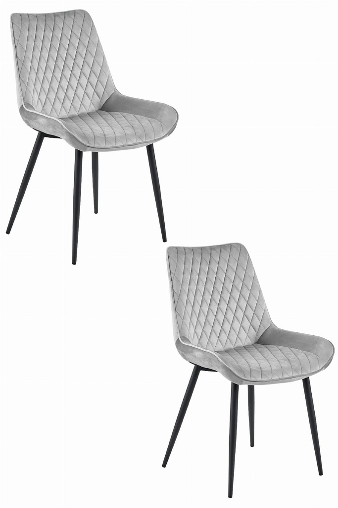 VERDO Stuhl – silbergrauer Samt / schwarze Beine x 2
