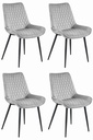 VERDO Stuhl – silbergrauer Samt / schwarze Beine x 4