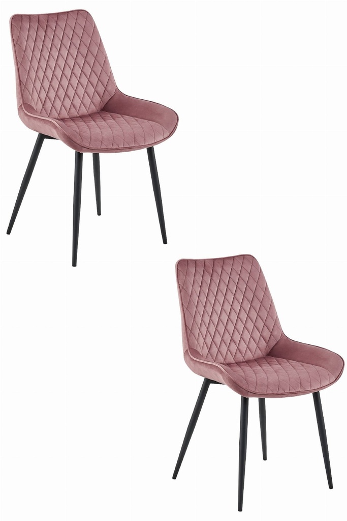 VERDO Stuhl – dunkelrosa Samt / schwarze Beine x 2